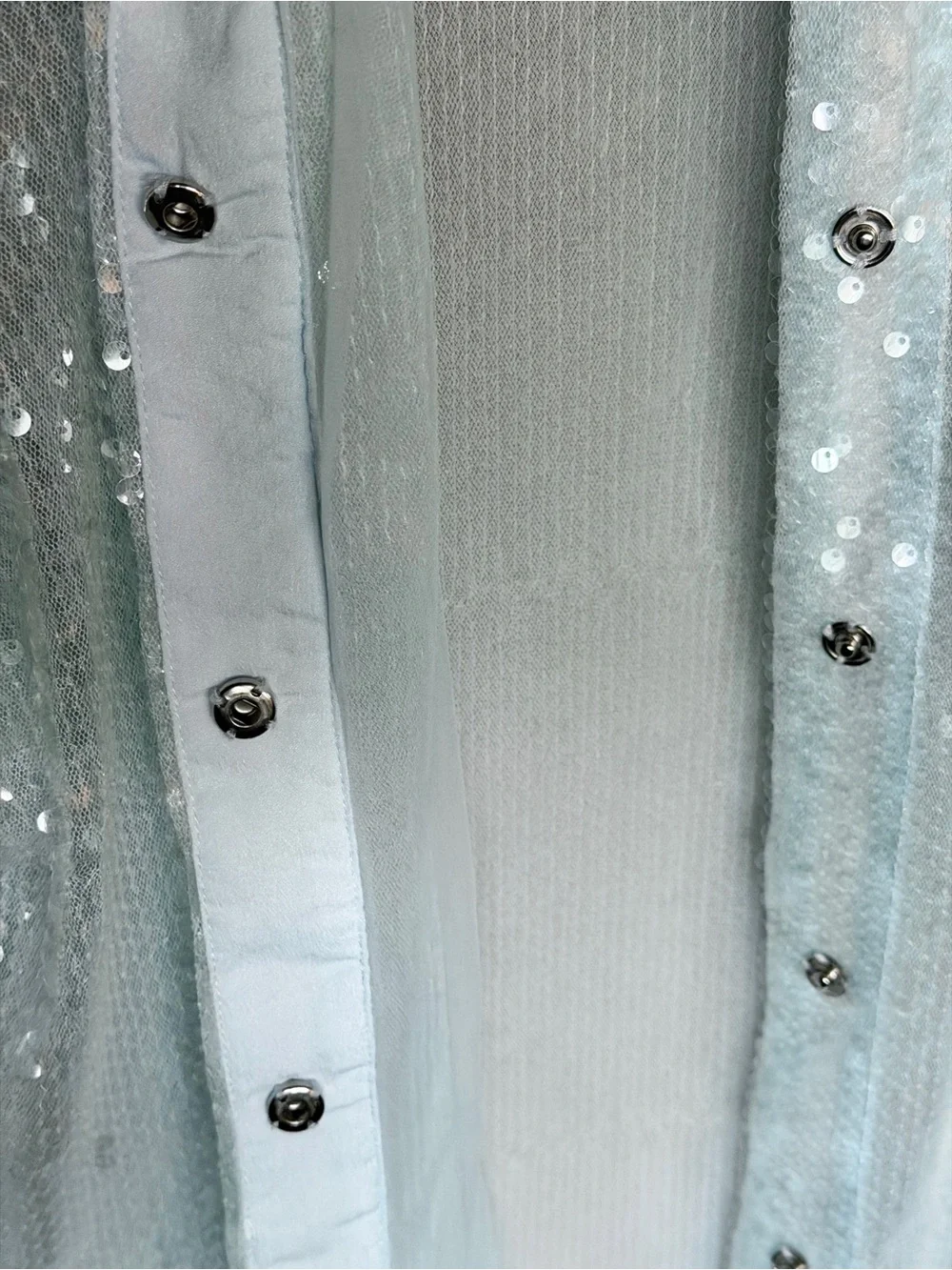 Sequin-Embellished Light Blue long Shirt - Picture 5 of 7